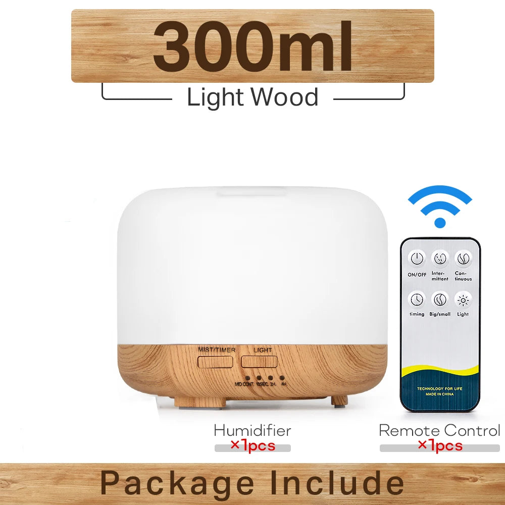 Brightique Air Humidifier Essential Oil Diffuser 300ML 500ML 1000ML With Lights Remote Control Ultrasound Electric Aromatherapy Diffuser
