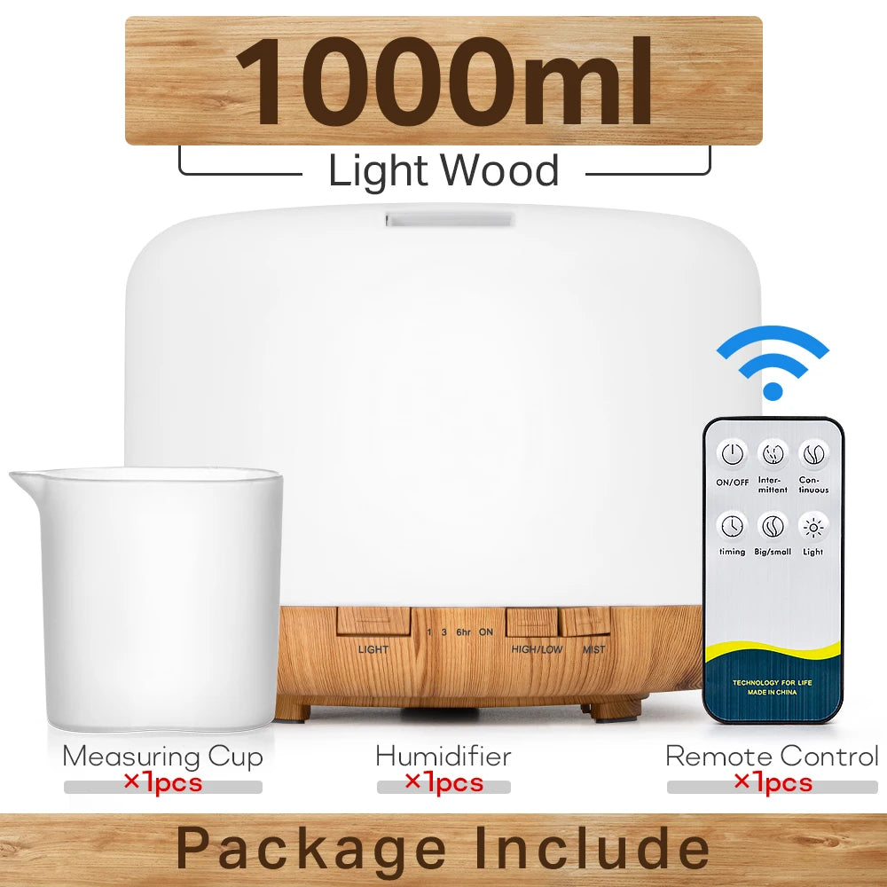 Brightique Air Humidifier Essential Oil Diffuser 300ML 500ML 1000ML With Lights Remote Control Ultrasound Electric Aromatherapy Diffuser