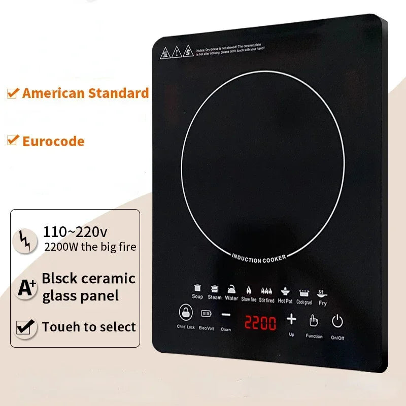Brightique Multi-functional Home Cooking Induction Stove 110V~220V Touch Control 2200W Timeable Intelligent Energy-saving Induction Cooker