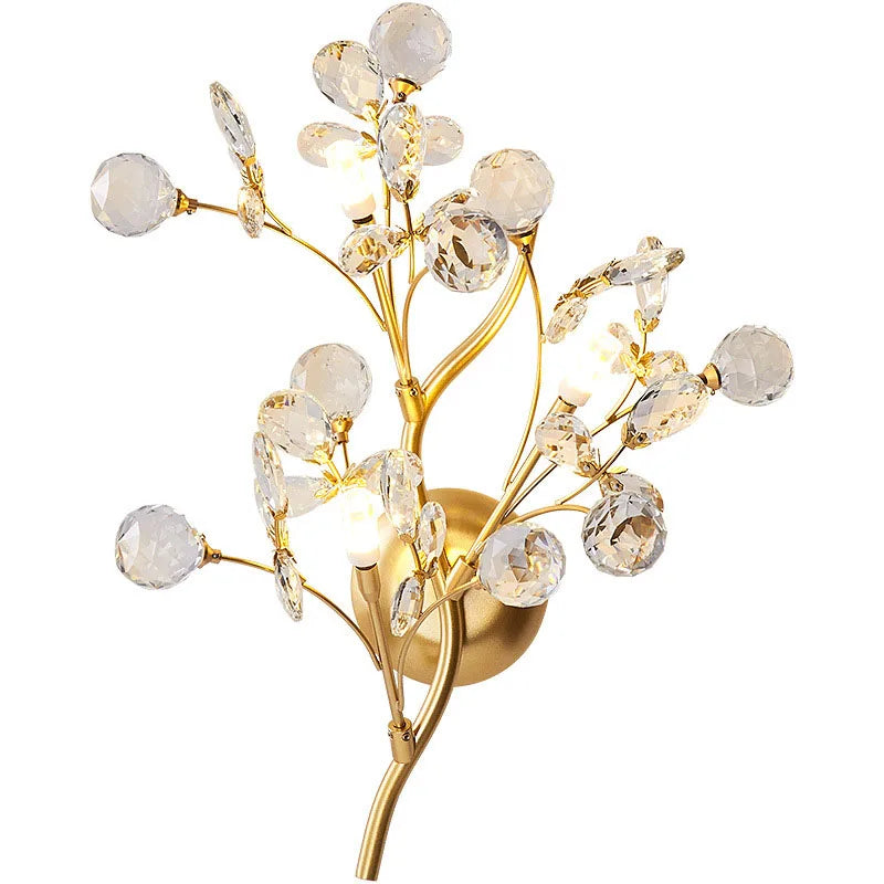 Romantic Flowers Branches G4 Bulb Wall Lights Clear Crystal