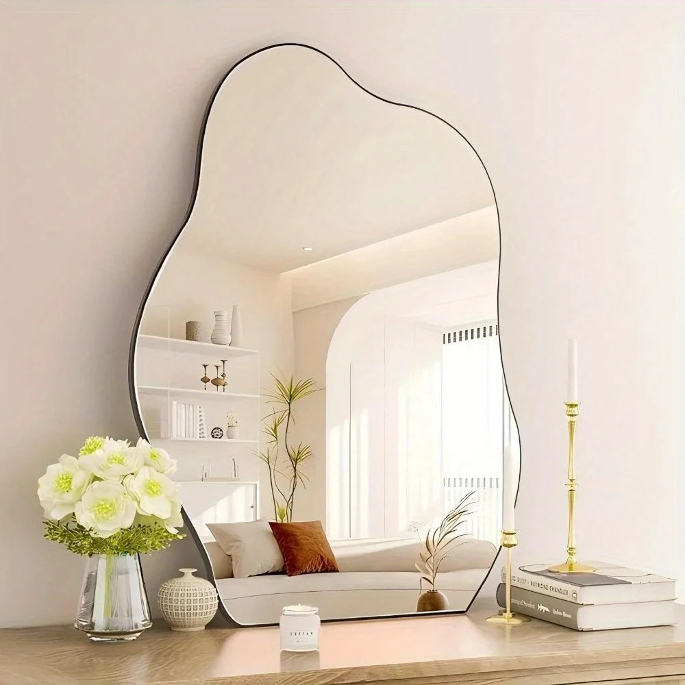 Brightique 32" x 24.5" Irregular Asymmetrical Frameless Wall Mirror Wall-Mounted