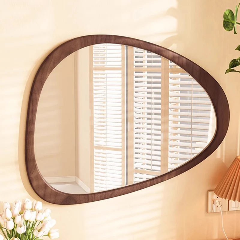 Brightique Irregular Wall Mirror Living Room Decoration Modern Girls Mirror Funky Wooden Asymmetrical Bathroom Espelhos Home Decorations