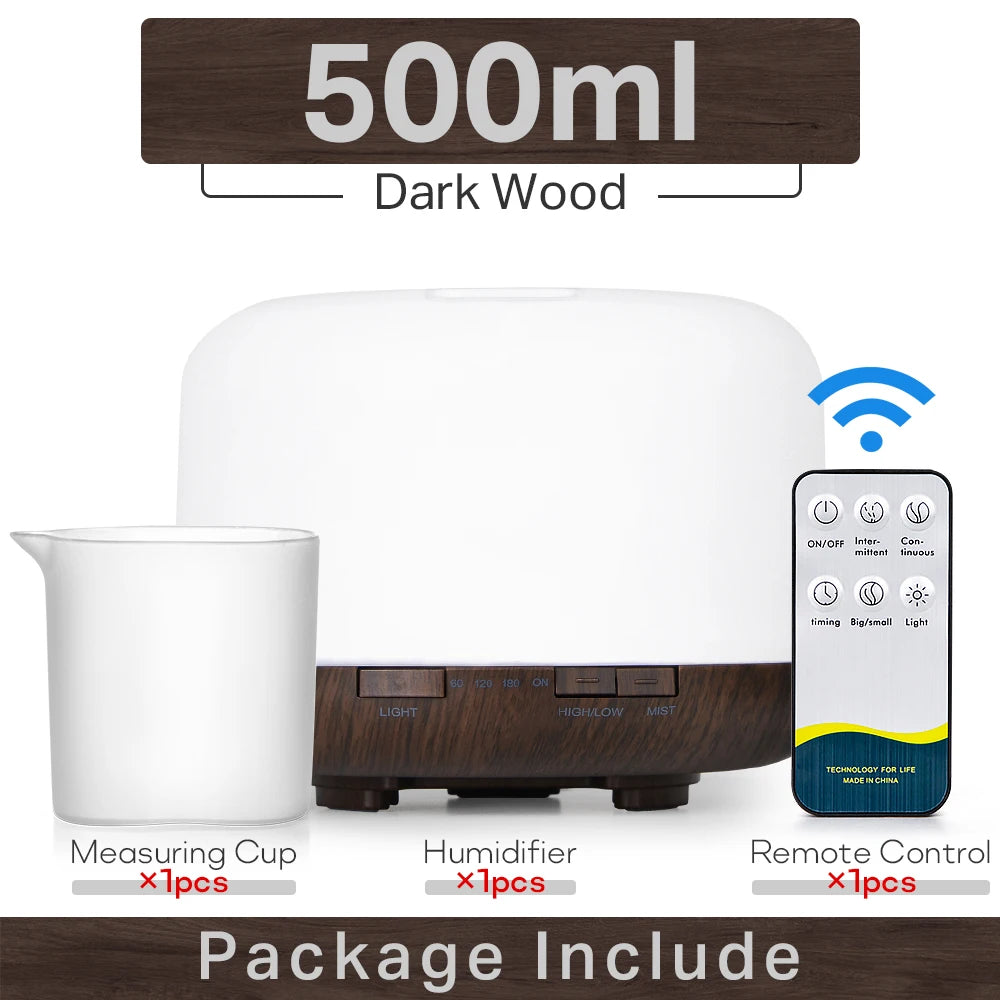 Brightique Air Humidifier Essential Oil Diffuser 300ML 500ML 1000ML With Lights Remote Control Ultrasound Electric Aromatherapy Diffuser