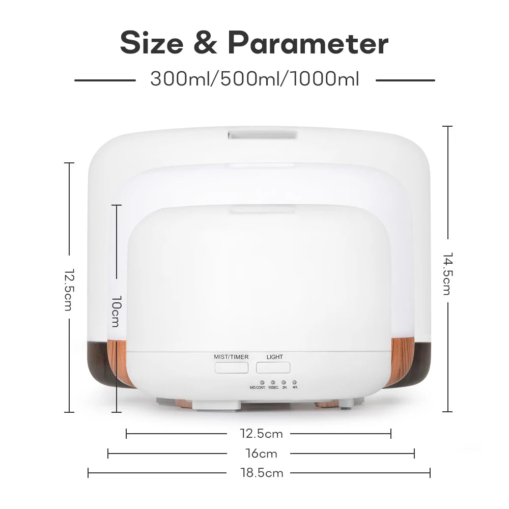 Brightique Air Humidifier Essential Oil Diffuser 300ML 500ML 1000ML With Lights Remote Control Ultrasound Electric Aromatherapy Diffuser