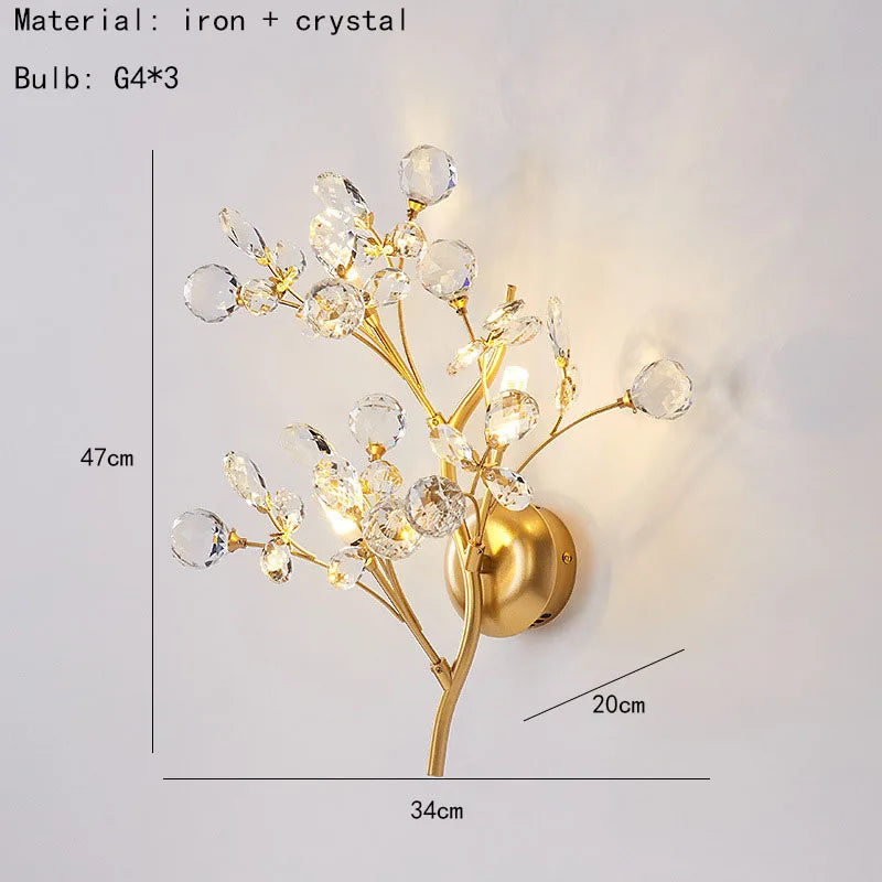 Romantic Flowers Branches G4 Bulb Wall Lights Clear Crystal