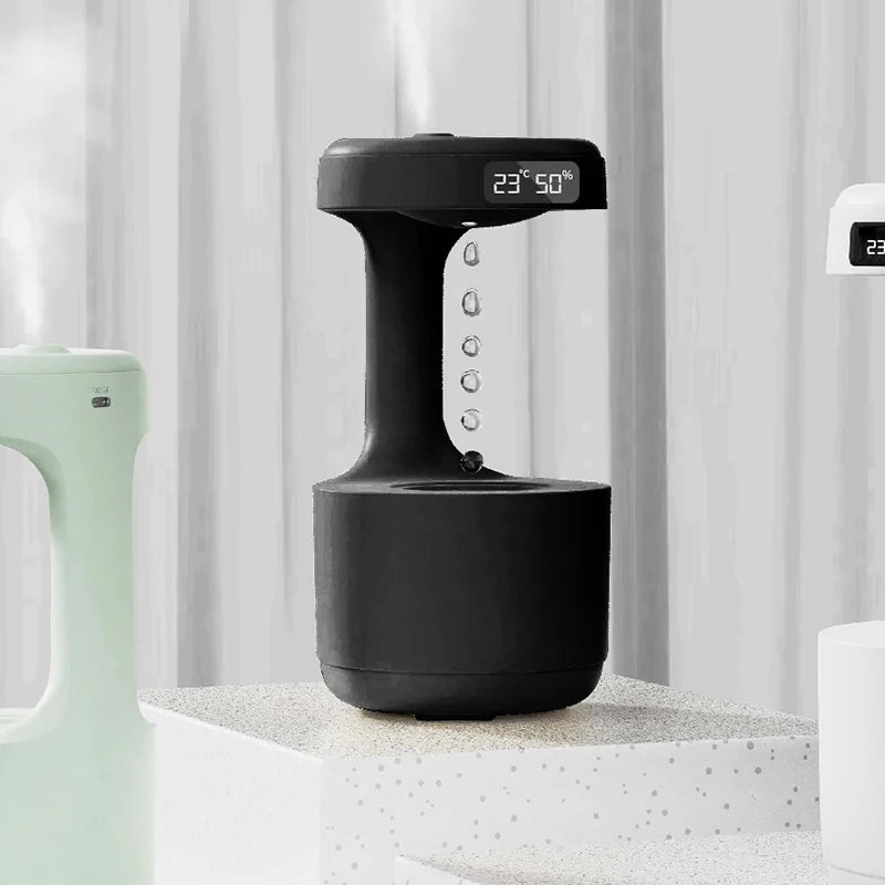 Brightique Anti Gravity Humidifier with LED Clock Display,Floating Water Droplet Humidifier - for Home Deco