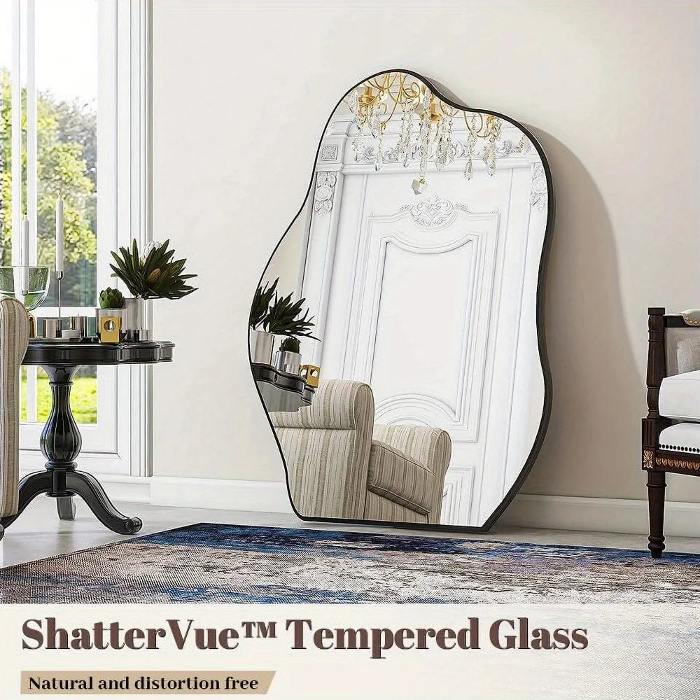 Brightique 32" x 24.5" Irregular Asymmetrical Frameless Wall Mirror Wall-Mounted