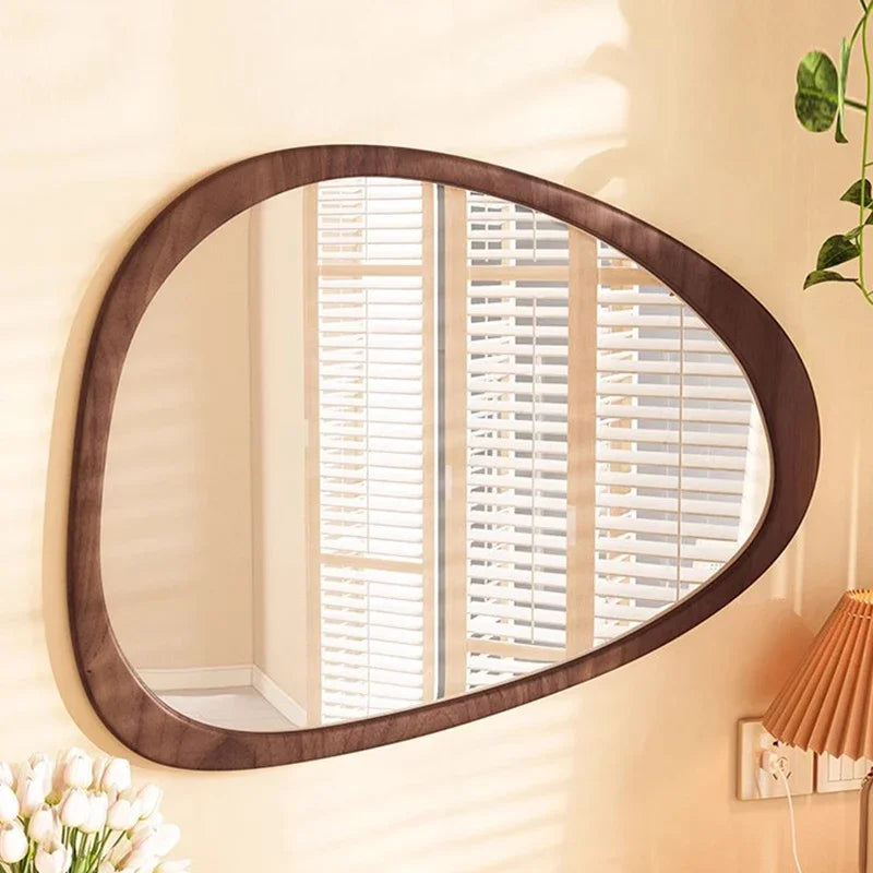 Brightique Irregular Wall Mirror Living Room Decoration Modern Girls Mirror Funky Wooden Asymmetrical Bathroom Espelhos Home Decorations