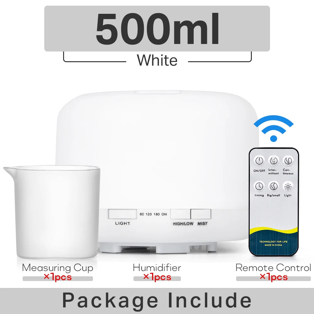 Brightique Air Humidifier Essential Oil Diffuser 300ML 500ML 1000ML With Lights Remote Control Ultrasound Electric Aromatherapy Diffuser