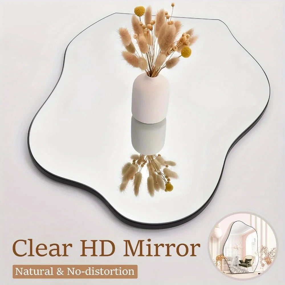 Brightique 32" x 24.5" Irregular Asymmetrical Frameless Wall Mirror Wall-Mounted