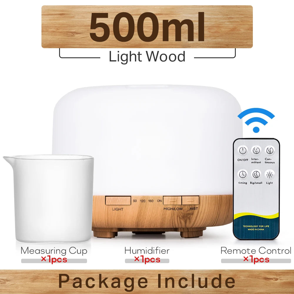 Brightique Air Humidifier Essential Oil Diffuser 300ML 500ML 1000ML With Lights Remote Control Ultrasound Electric Aromatherapy Diffuser