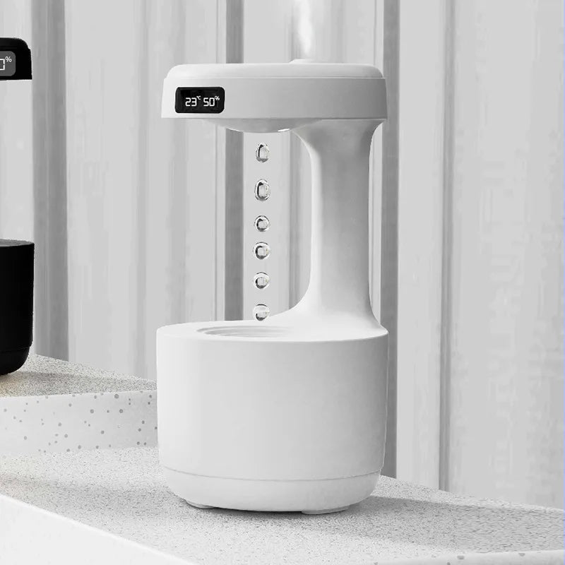 Brightique Anti Gravity Humidifier with LED Clock Display,Floating Water Droplet Humidifier - for Home Deco