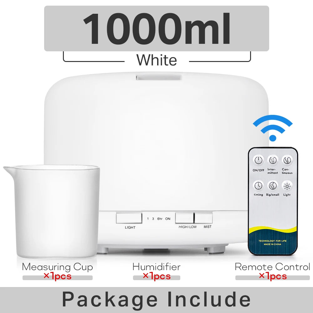 Brightique Air Humidifier Essential Oil Diffuser 300ML 500ML 1000ML With Lights Remote Control Ultrasound Electric Aromatherapy Diffuser