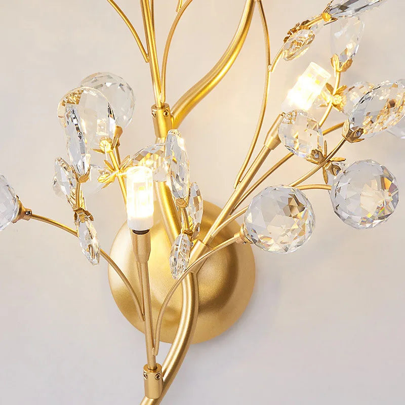 Romantic Flowers Branches G4 Bulb Wall Lights Clear Crystal