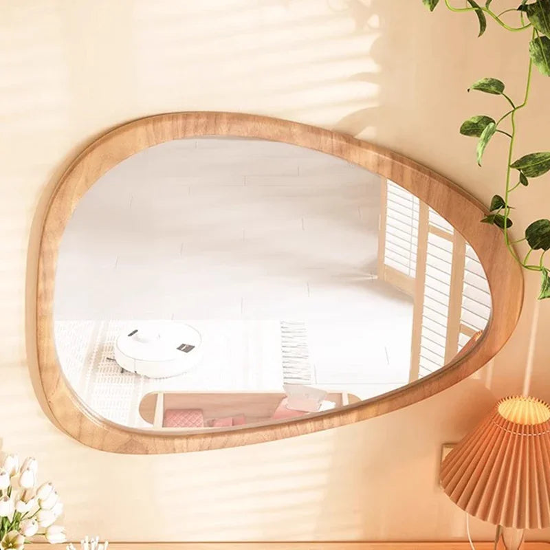 Brightique Irregular Wall Mirror Living Room Decoration Modern Girls Mirror Funky Wooden Asymmetrical Bathroom Espelhos Home Decorations