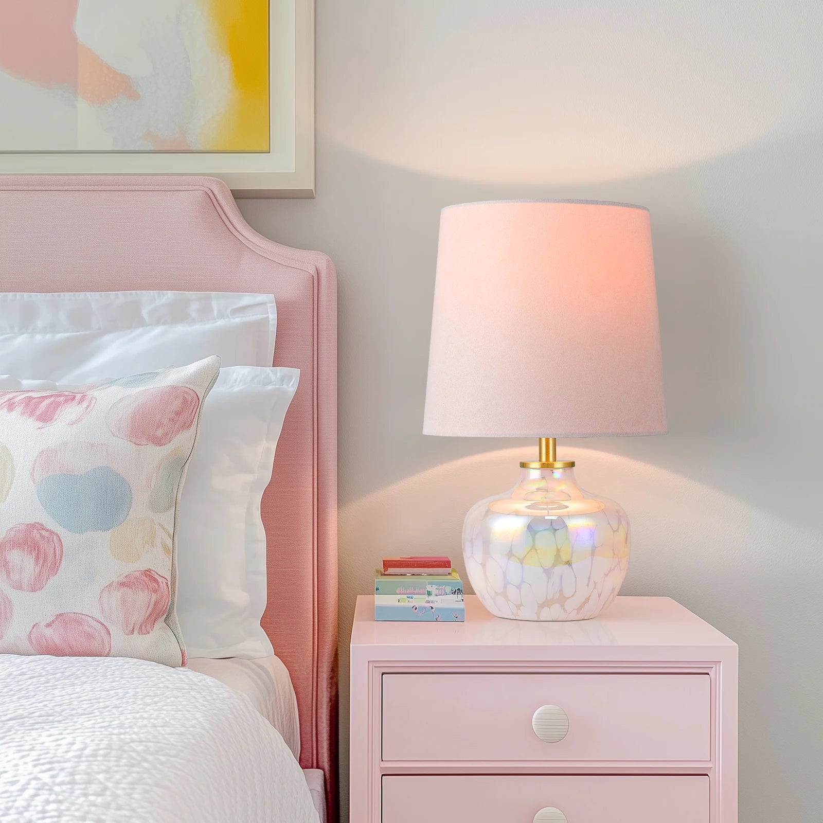 Blush Pink Hand-Blown Glass Table Lamp