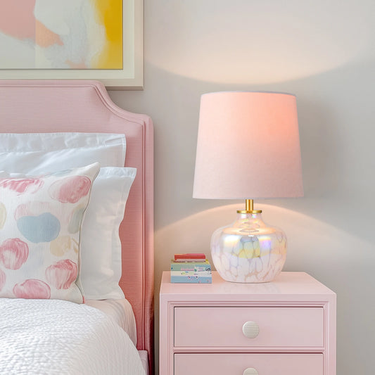 Blush Pink Hand-Blown Glass Table Lamp
