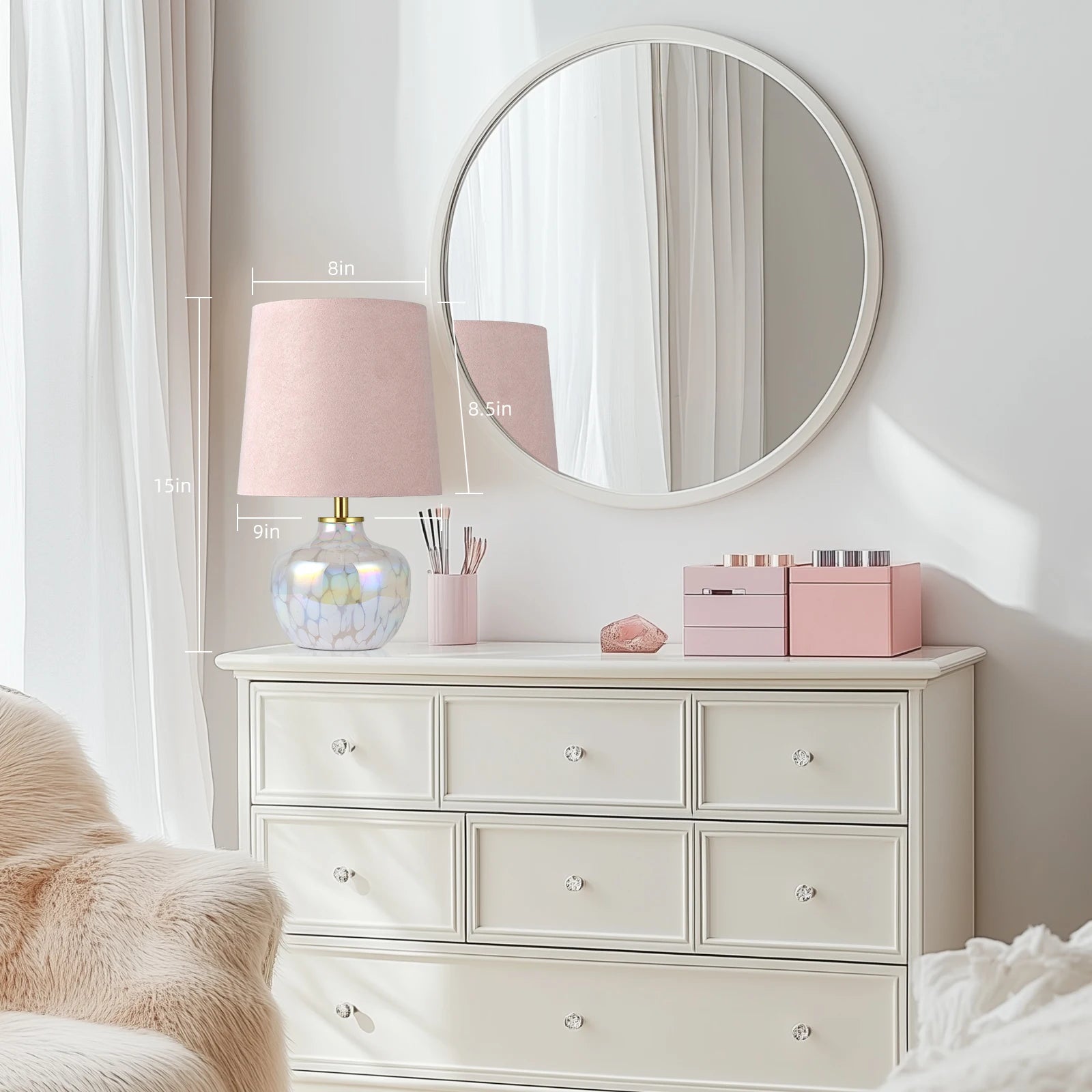 Blush Pink Hand-Blown Glass Table Lamp