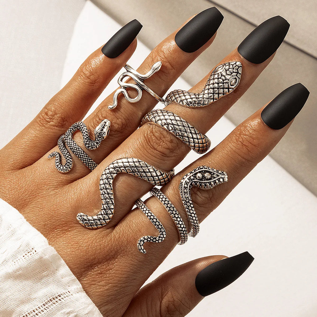 Vintage Long Snake Ring Set