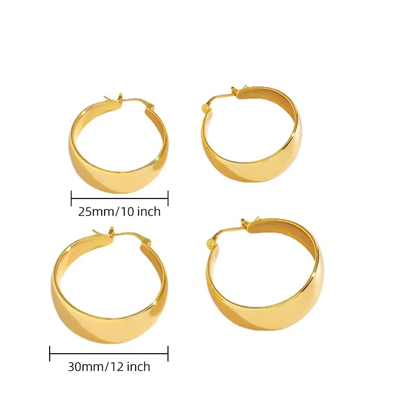 Onekiss Round Stainless Steel Hoop Earrings