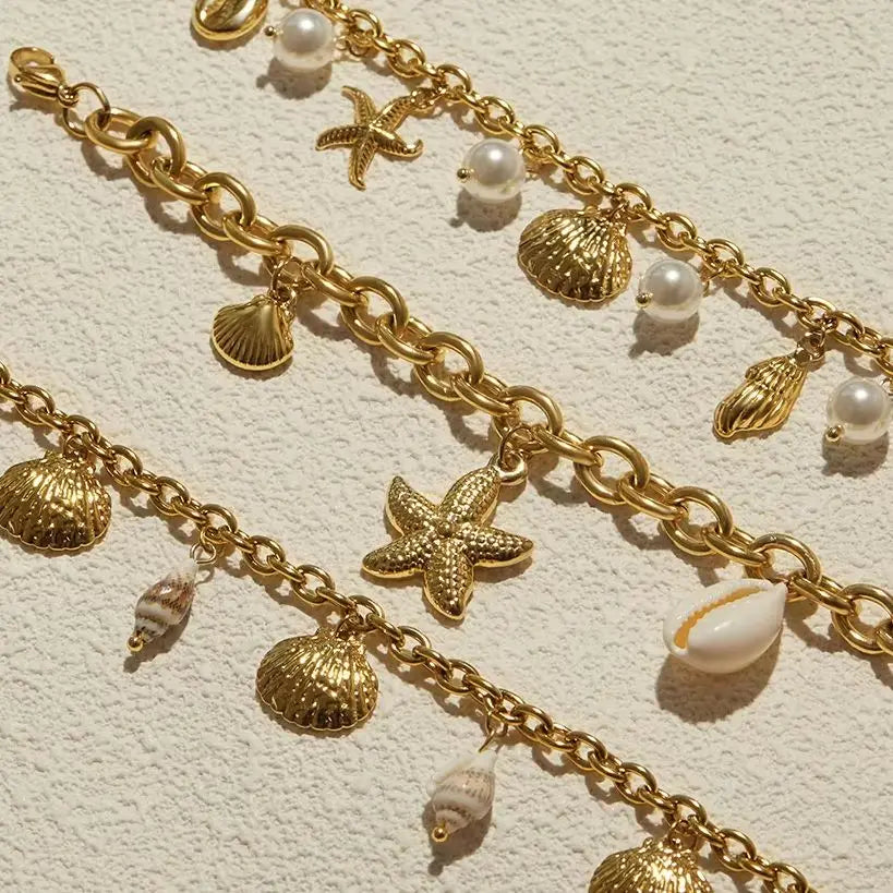 Ocean Style Starfish Shell Pendant Handmade Bracelet