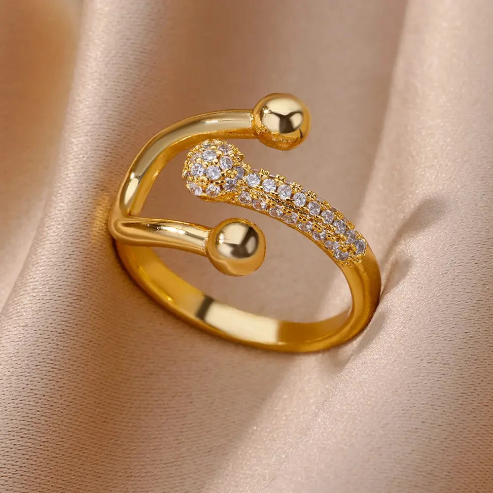 18K Gold Plated Zircon Bridal Ring Set