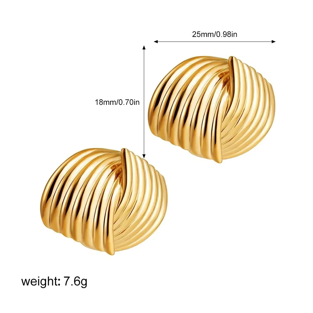 Wide C Shape Rust Proof Stud Earrings