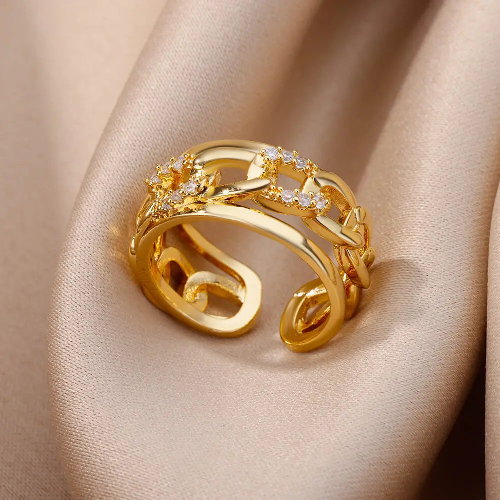 18K Gold Plated Zircon Bridal Ring Set