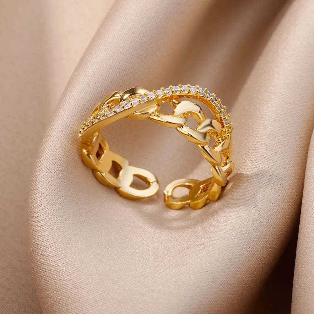 18K Gold Plated Zircon Bridal Ring Set