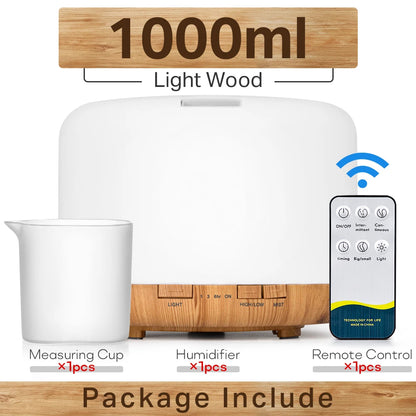 Brightique Air Humidifier Essential Oil Diffuser 300ML 500ML 1000ML With Lights Remote Control Ultrasound Electric Aromatherapy Diffuser