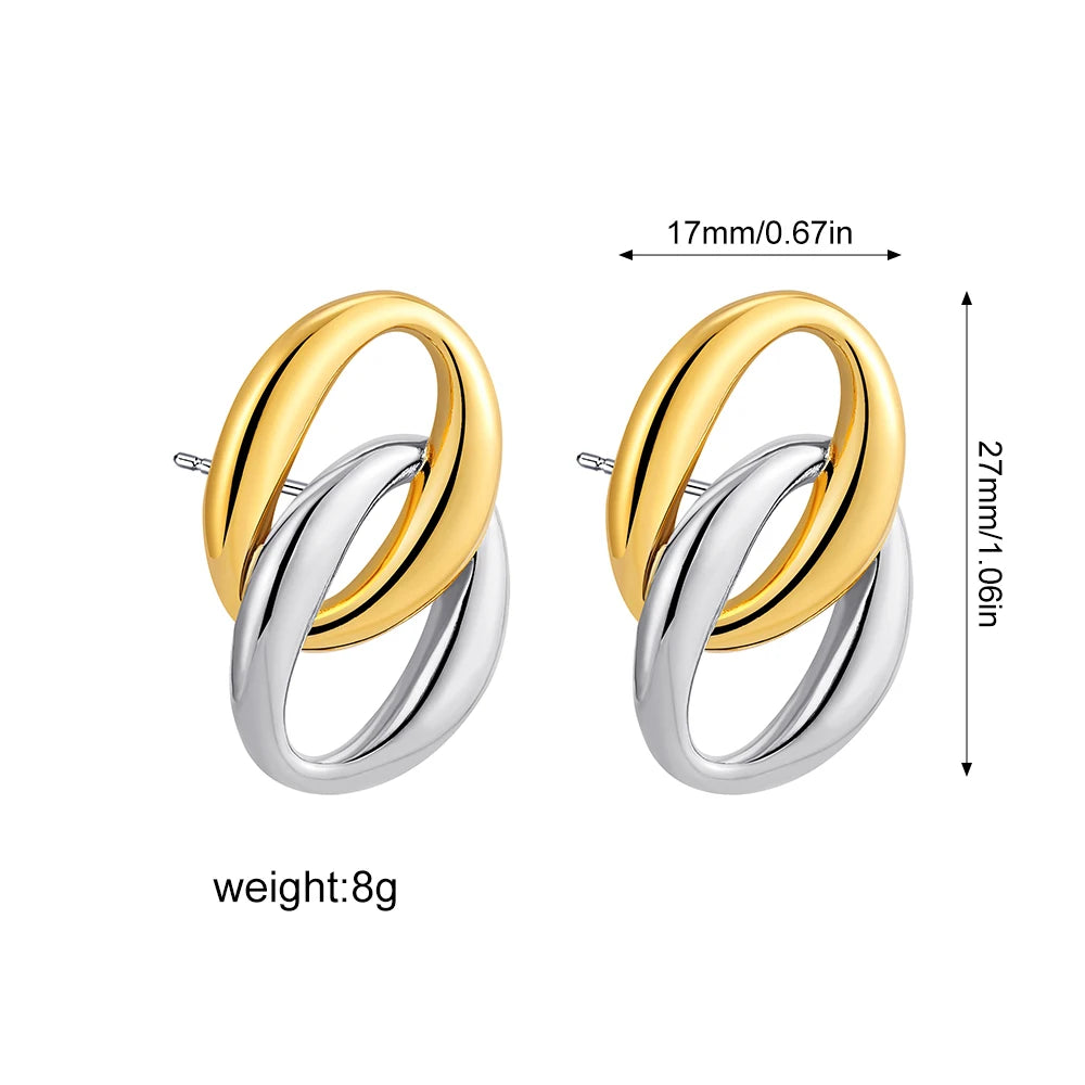 Creative Gold Plated Stainless Steel Round Geometric Earrings