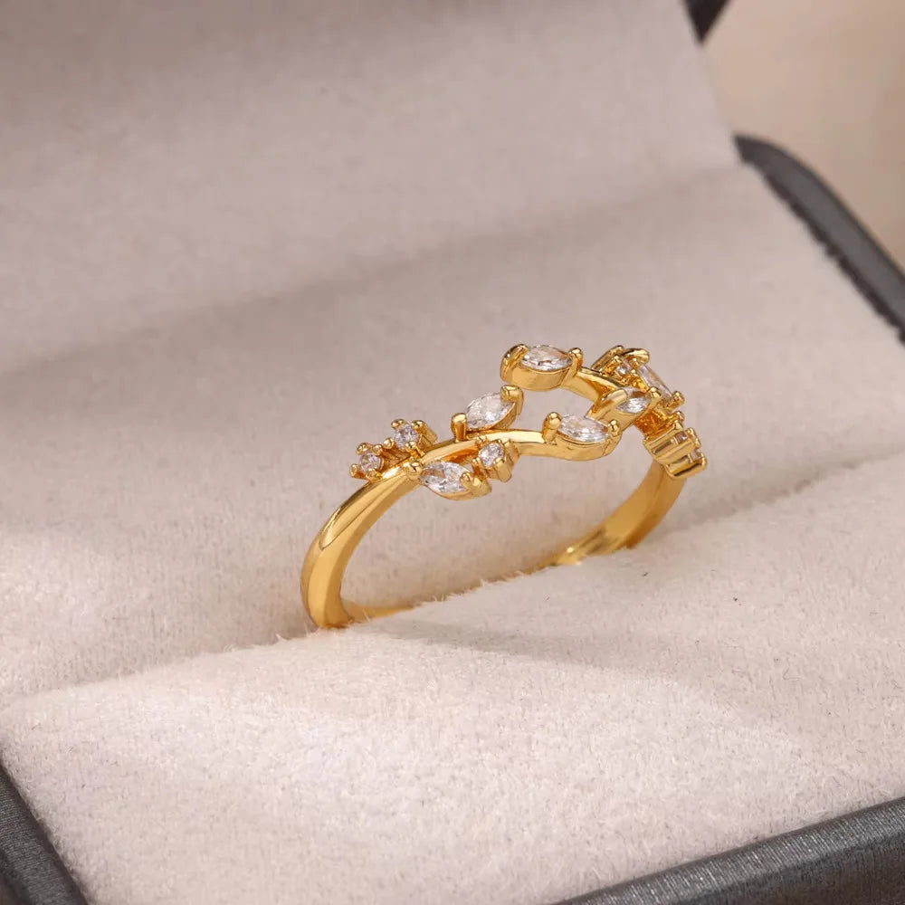 18K Gold Plated Zircon Bridal Ring Set
