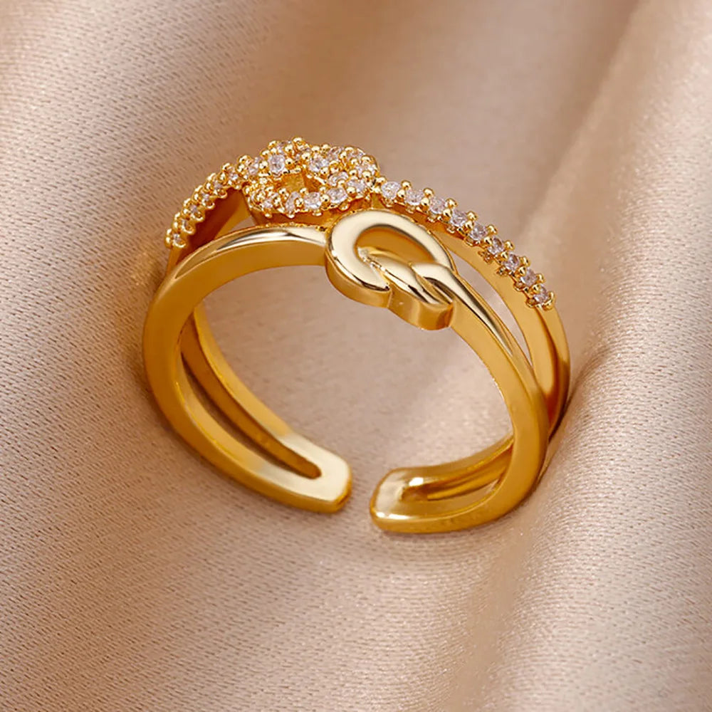 18K Gold Plated Zircon Bridal Ring Set