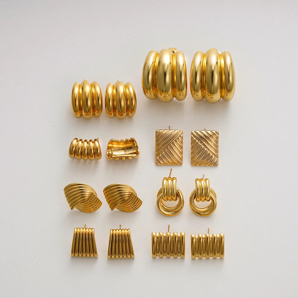 Wide C Shape Rust Proof Stud Earrings