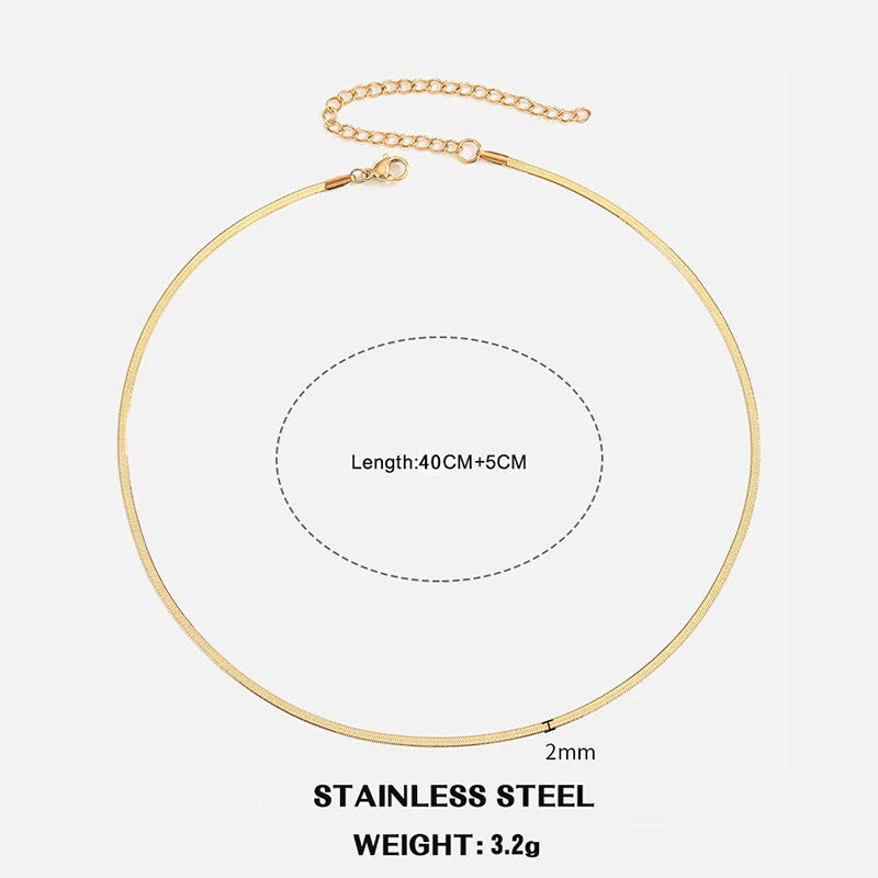 Unisex Flat Snake Chain Choker Necklace