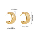 Vintage Gold Plated Hammered Hoop Earrings