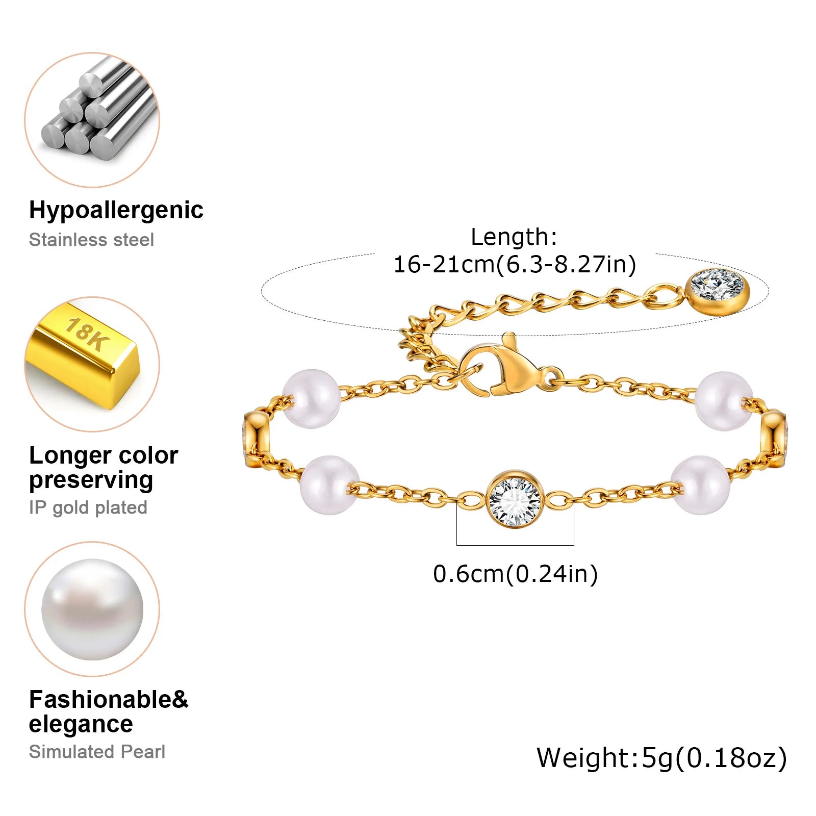 Elegant Simulated Pearl Beads Bracelets