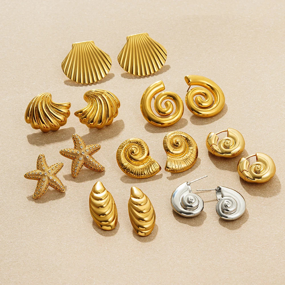 Texture Snail Conch Shell Earrings