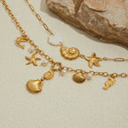 Beach Ocean Wind Conch Freshwater Pearl Pendant Necklace