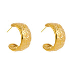 Vintage Gold Plated Hammered Hoop Earrings