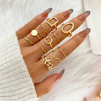 Leaf Wave Hollow Ring Set