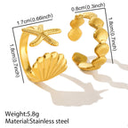 2/3pcs/Lot Stainless Steel Creative Starfish Shell Rings