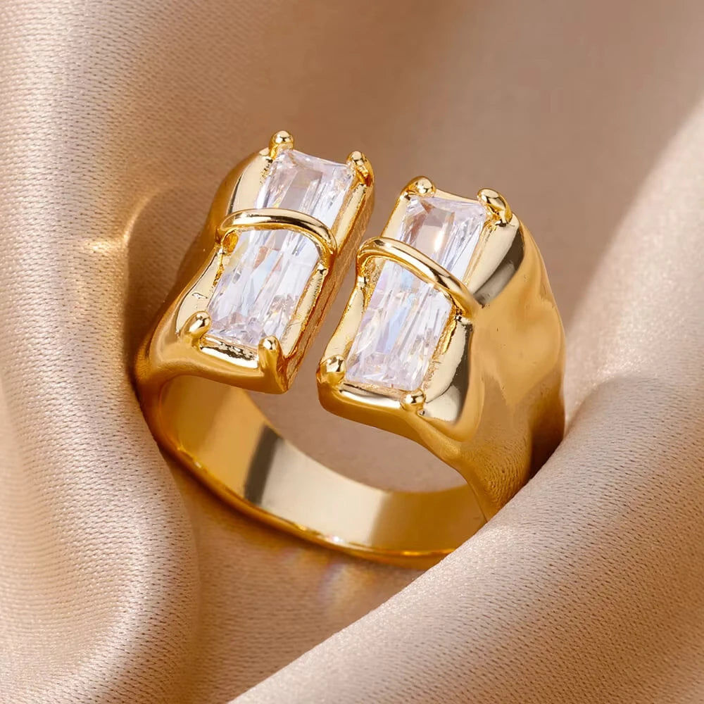 18K Gold Plated Zircon Bridal Ring Set