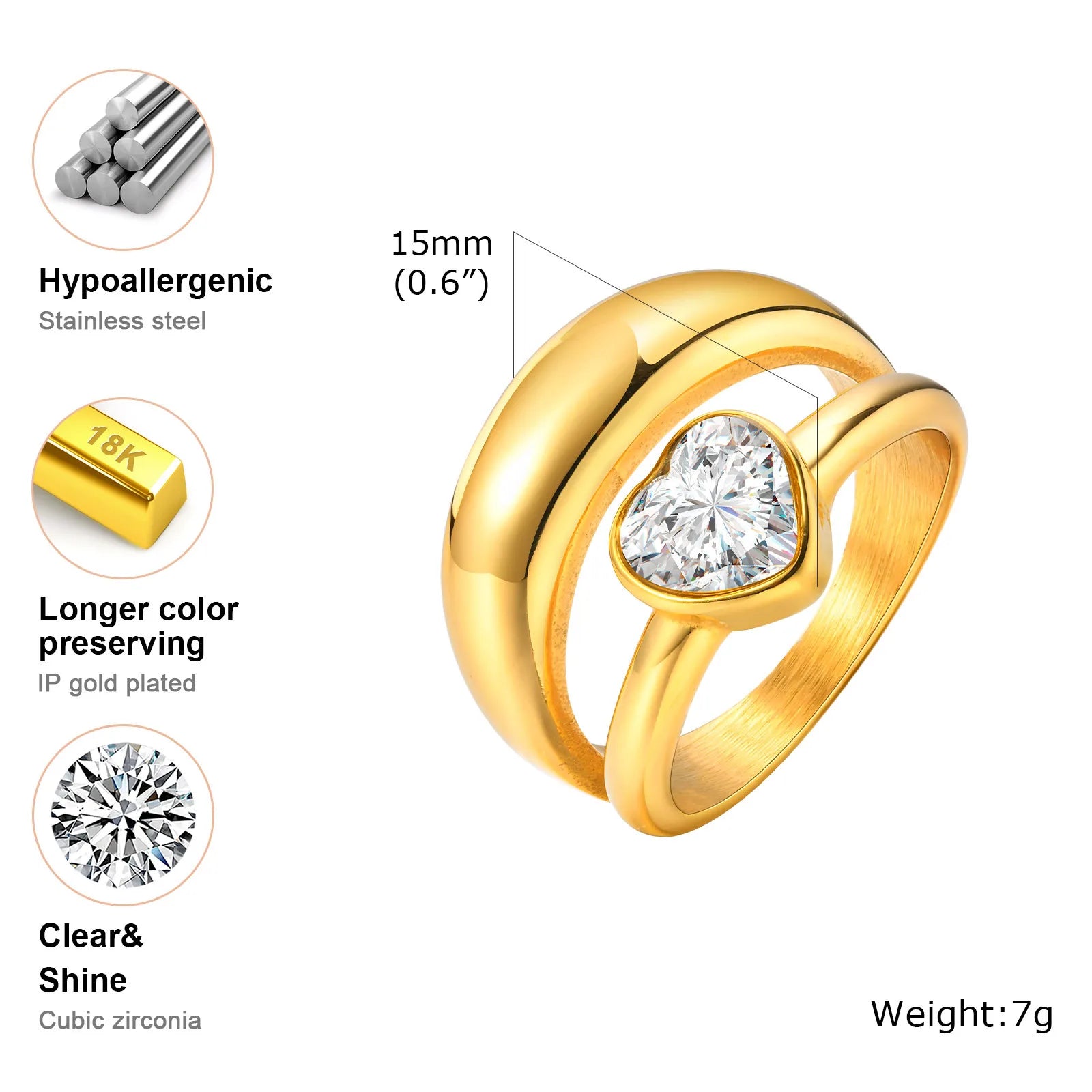 Brightique Stainless Steel Geometric Fashion Ring