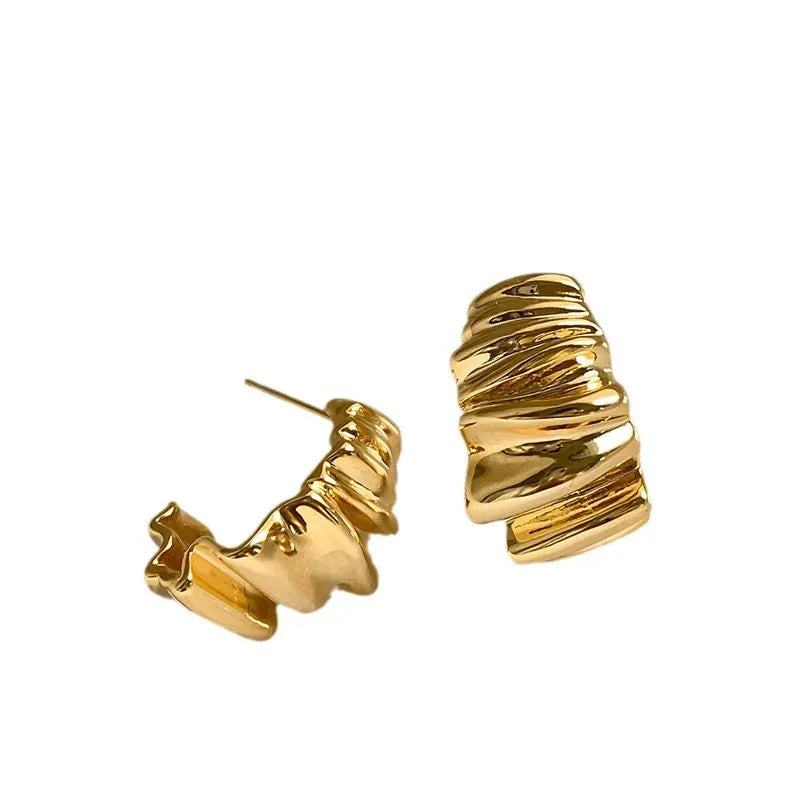 Wavy Pleated Stud Earrings