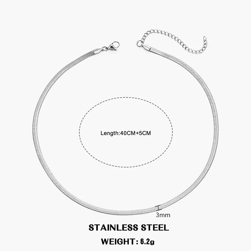 Unisex Flat Snake Chain Choker Necklace