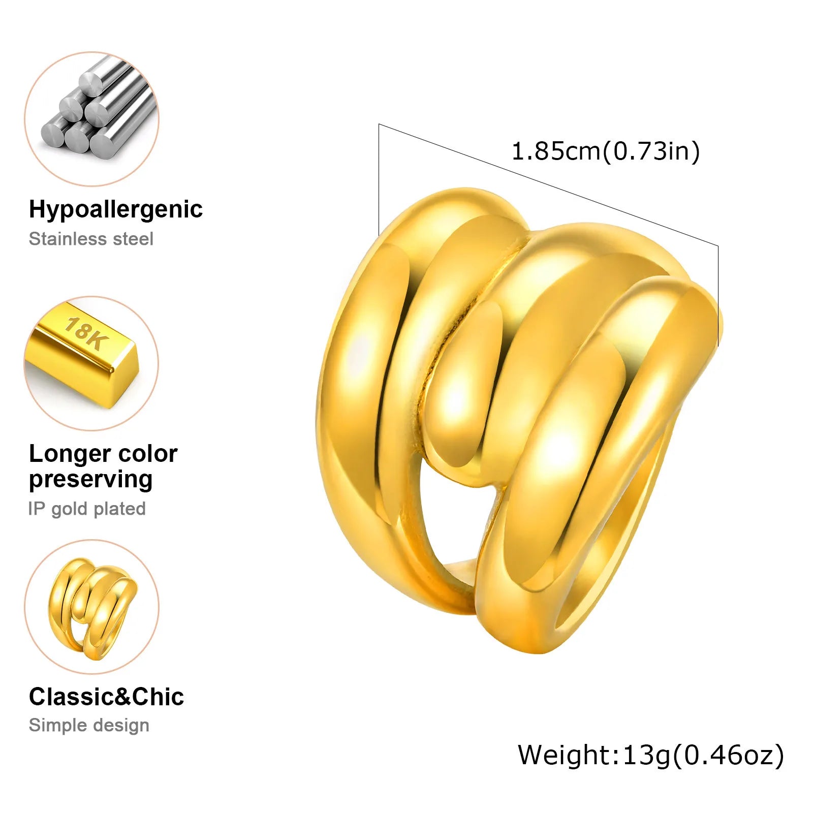 Brightique Stainless Steel Geometric Fashion Ring