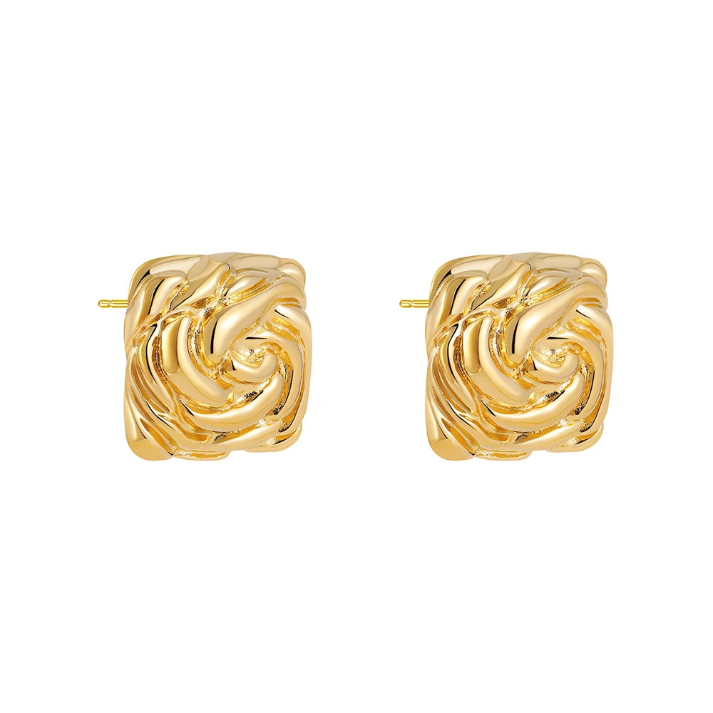 Vintage Texture Gold Plated Earrings