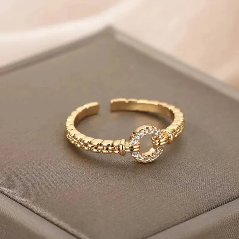 18K Gold Plated Zircon Bridal Ring Set