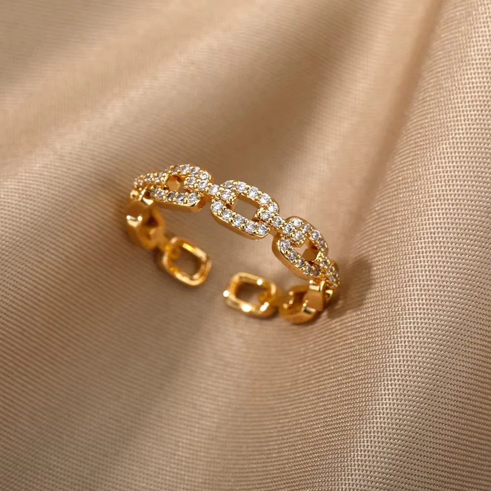 18K Gold Plated Zircon Bridal Ring Set